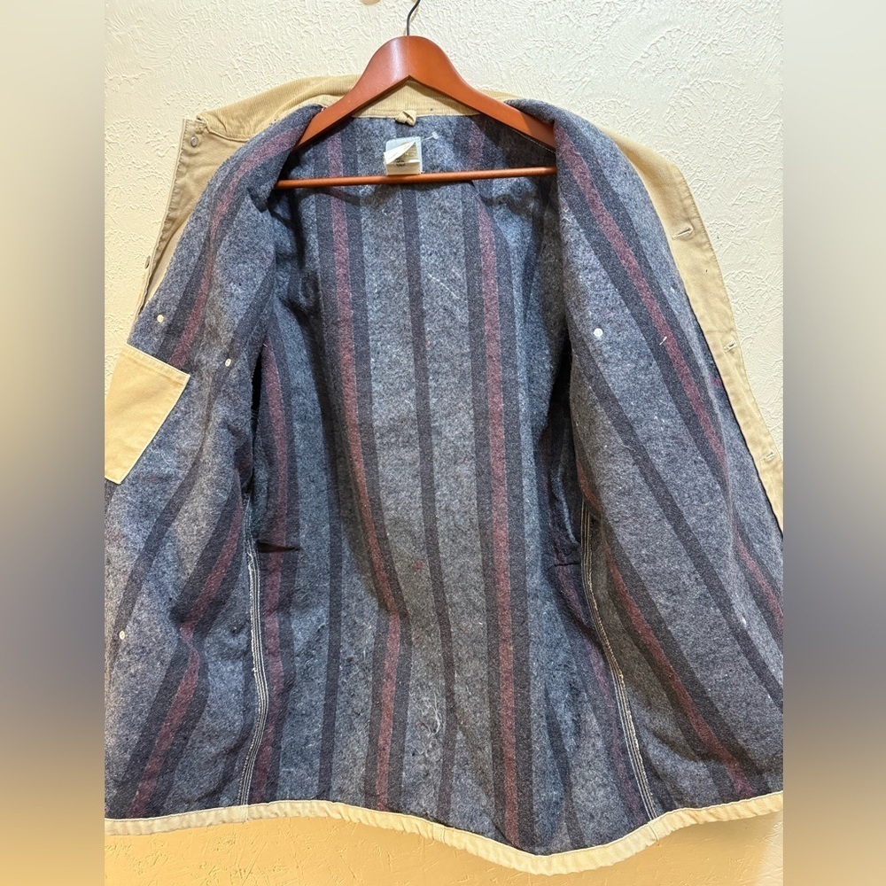 Carhartt Mens VTG  Barn Chore Jacket 2X Tall Tan Corduroy Collar Blanket lining - Picture 6 of 7